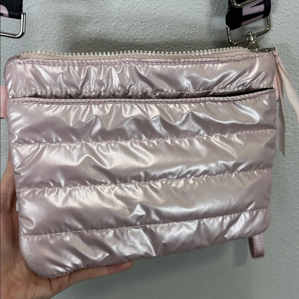 LemonBella‎ small puffer Pink Quilted Crossbody Bag wristlet